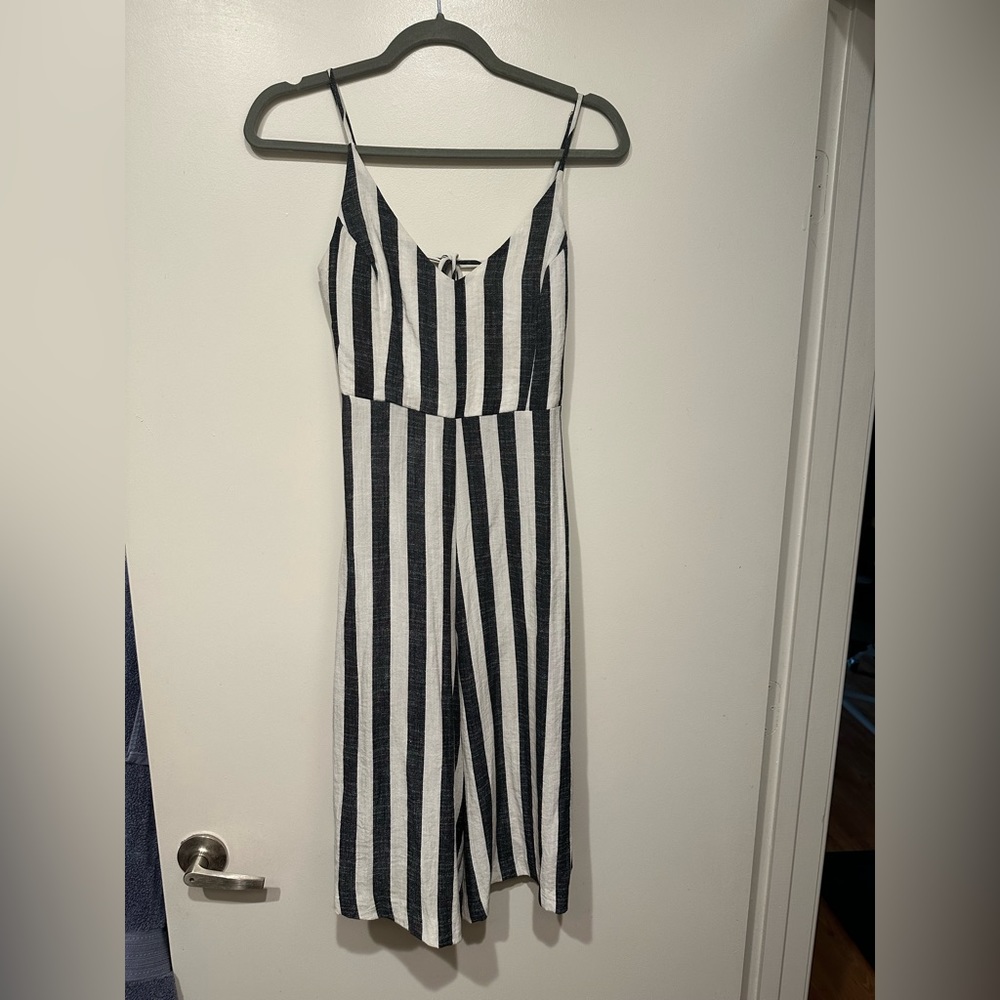 Lulu’s Black and White Striped Midi Jumpsuit